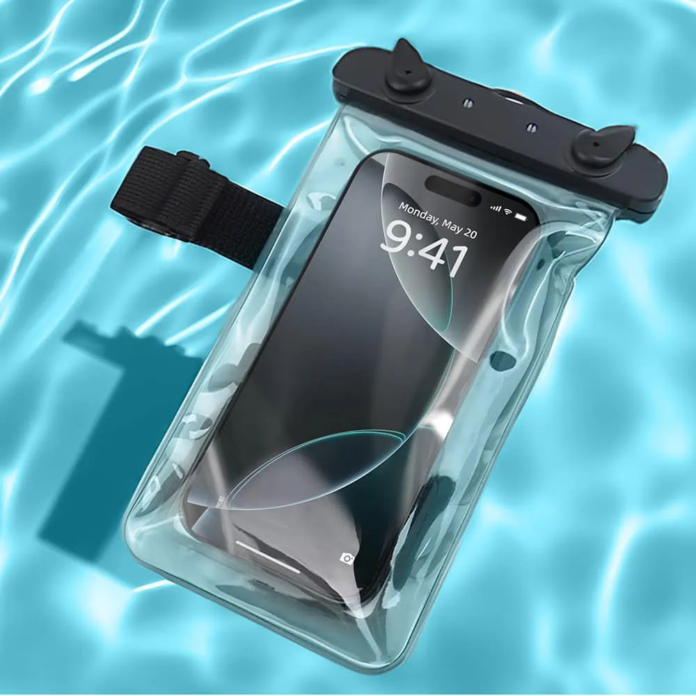 Wodoodporny pokrowiec do iPhone, szczelny, ze smyczą, czarny