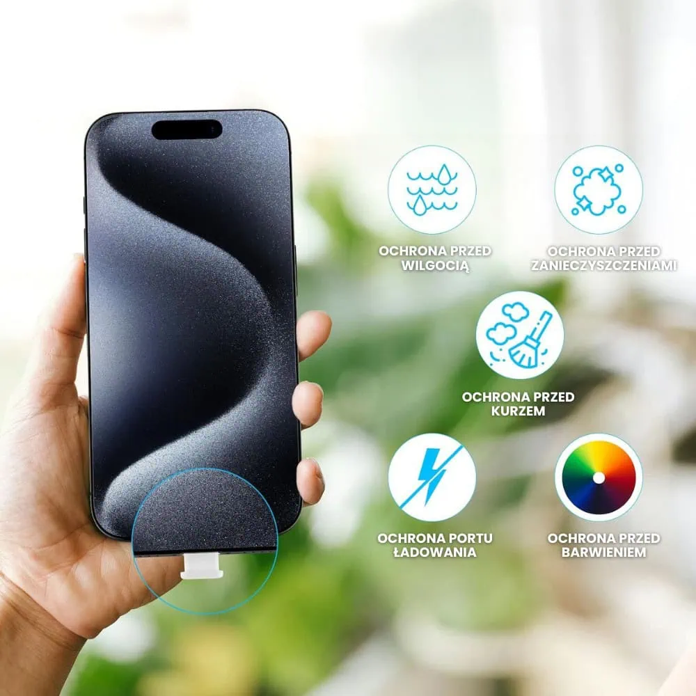 Zaślepka USB typ C, zatyczka portu ładowania do iPhone 15/16 (wszystkie modele), 3 sztuki w zestawie, biała