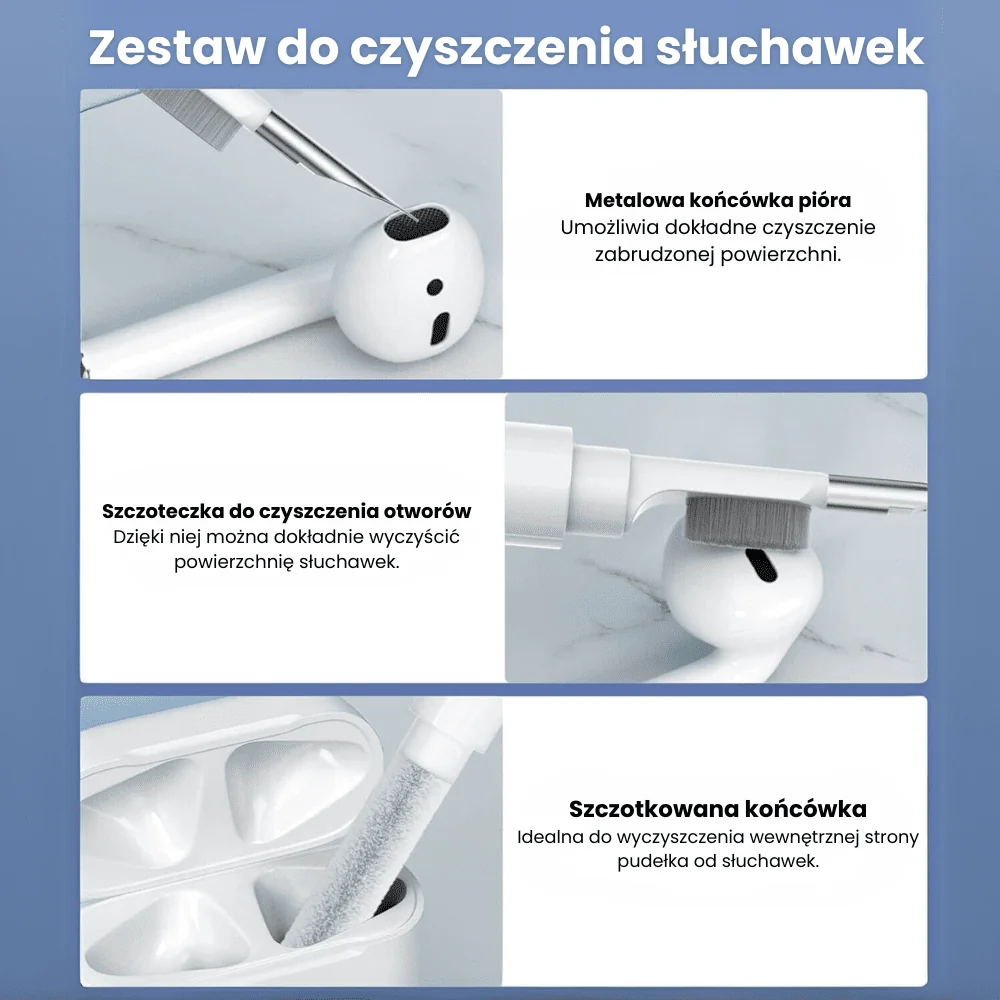 Zestaw czyszczący 7w1 do telefonu, tableta, laptopa, szary