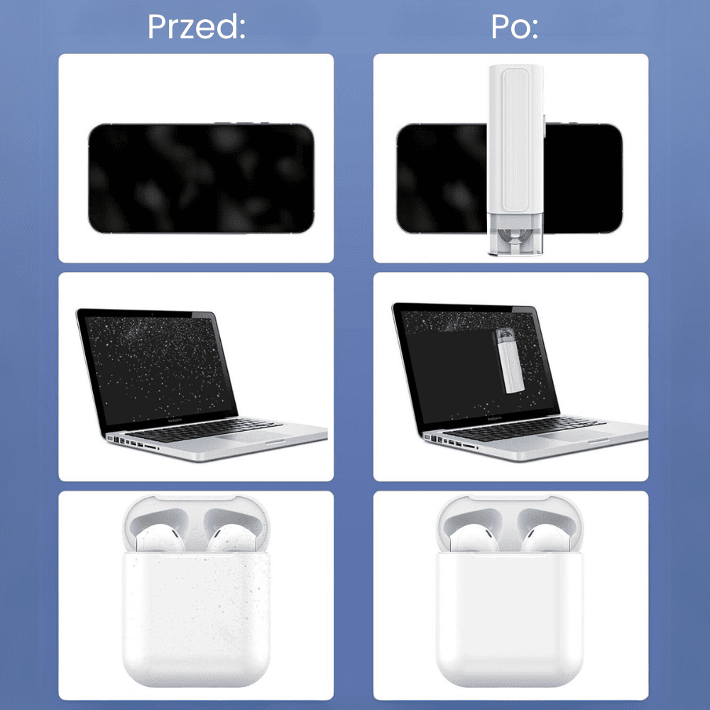 Zestaw czyszczący 7w1 do telefonu, tableta, laptopa, szary