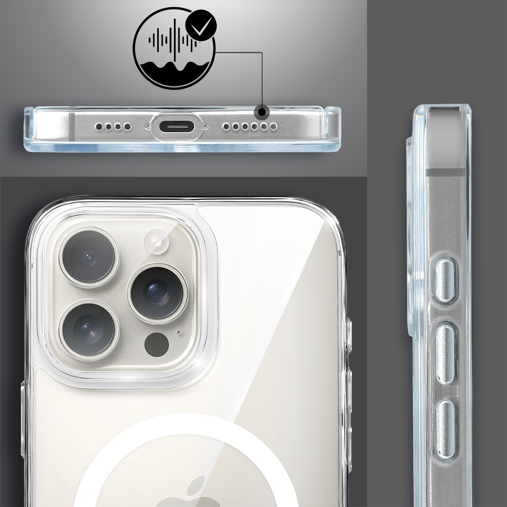 Etui do iPhone 16 Pro Max Clear Case MagSafe ze szklanym tyłem oraz ochroną aparatu