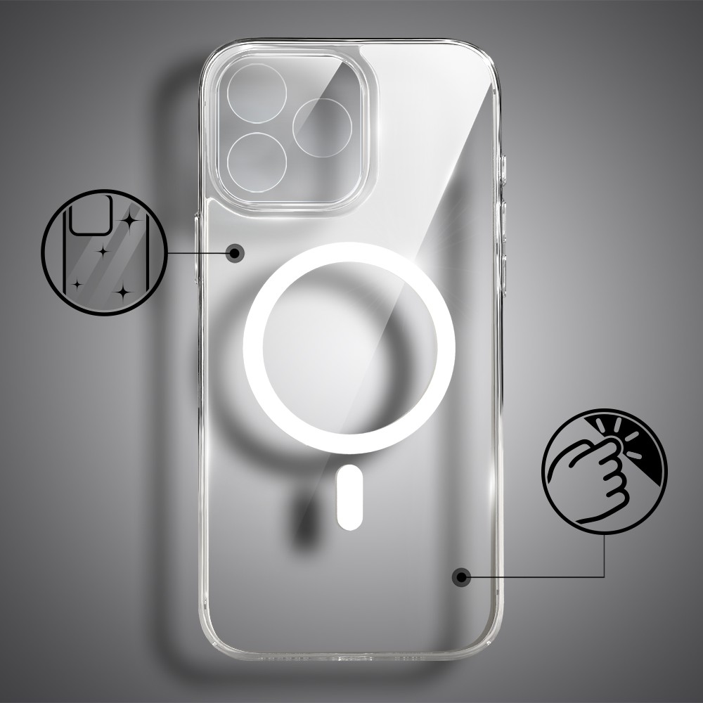 Etui do iPhone 16 Pro Max Clear Case MagSafe ze szklanym tyłem oraz ochroną aparatu