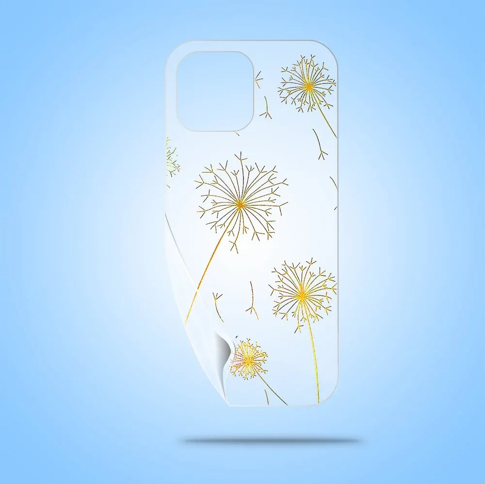 Złota folia hydrożelowa do iPhone 13 Mini na tył ochronna, wzór dmuchawce