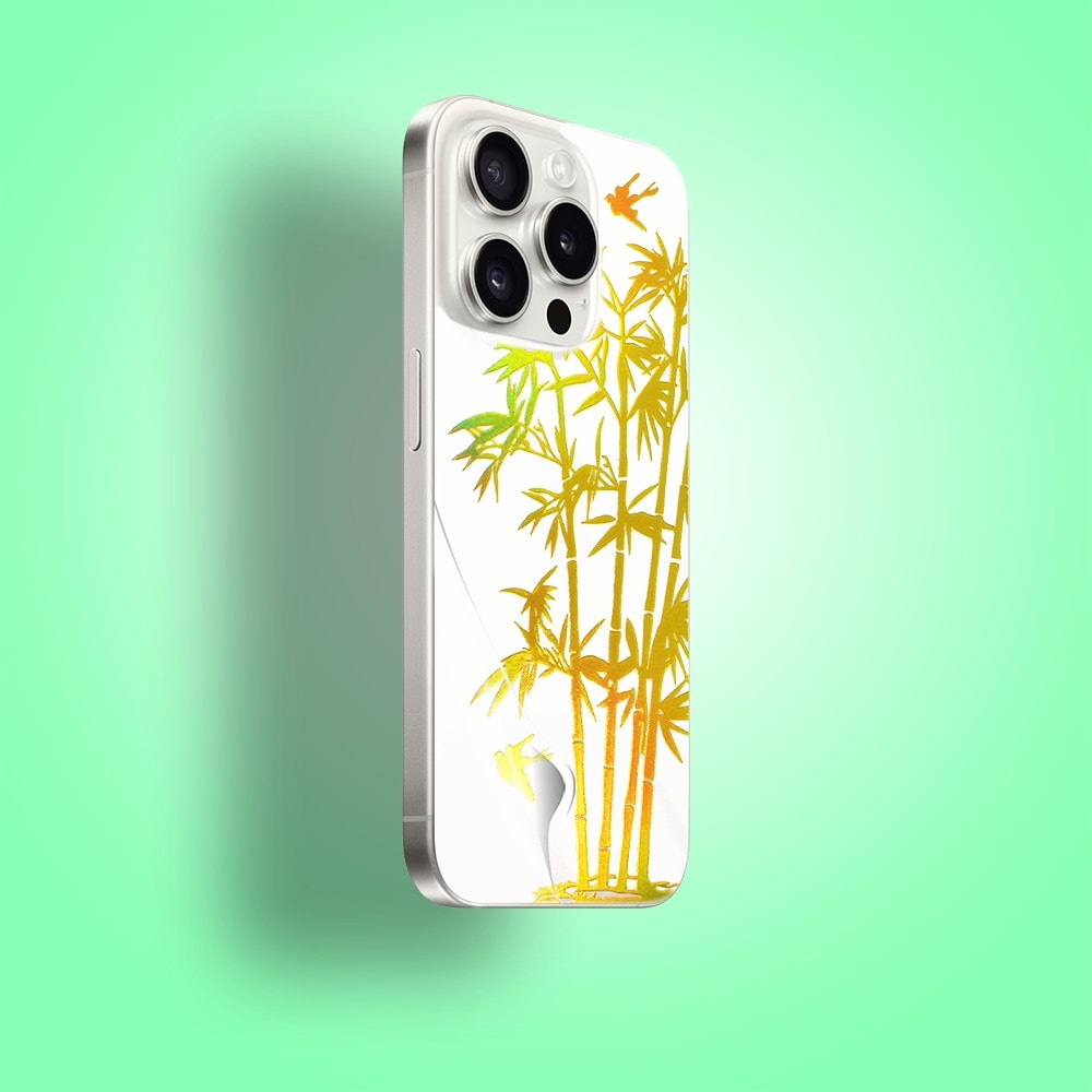 Złota folia hydrożelowa do iPhone 15 Pro Max na tył ochronna, wzór bambus