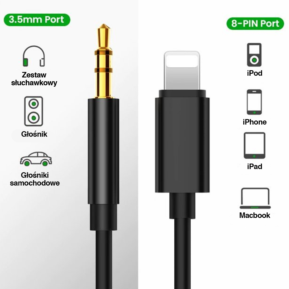 Kabel audio AUX adapter lightning do audio jack 3,5mm