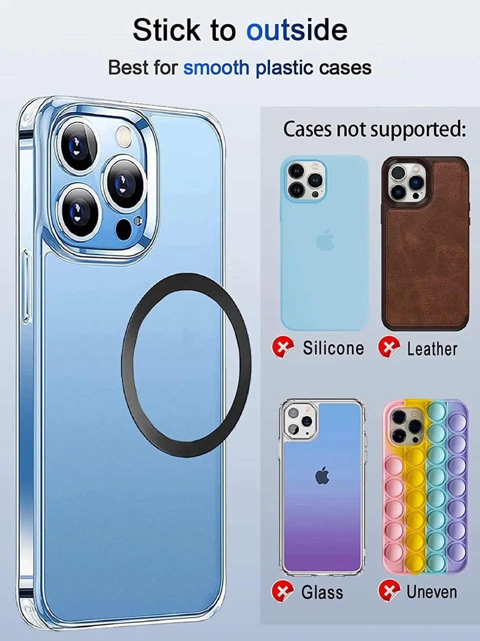 Adapter do Magsafe, metalowy pierścień ring do przyklejenia na etui, czarny