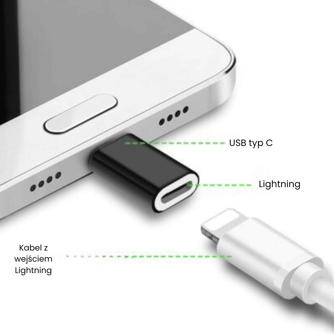 Adapter Lightning – USB typ C, czarny