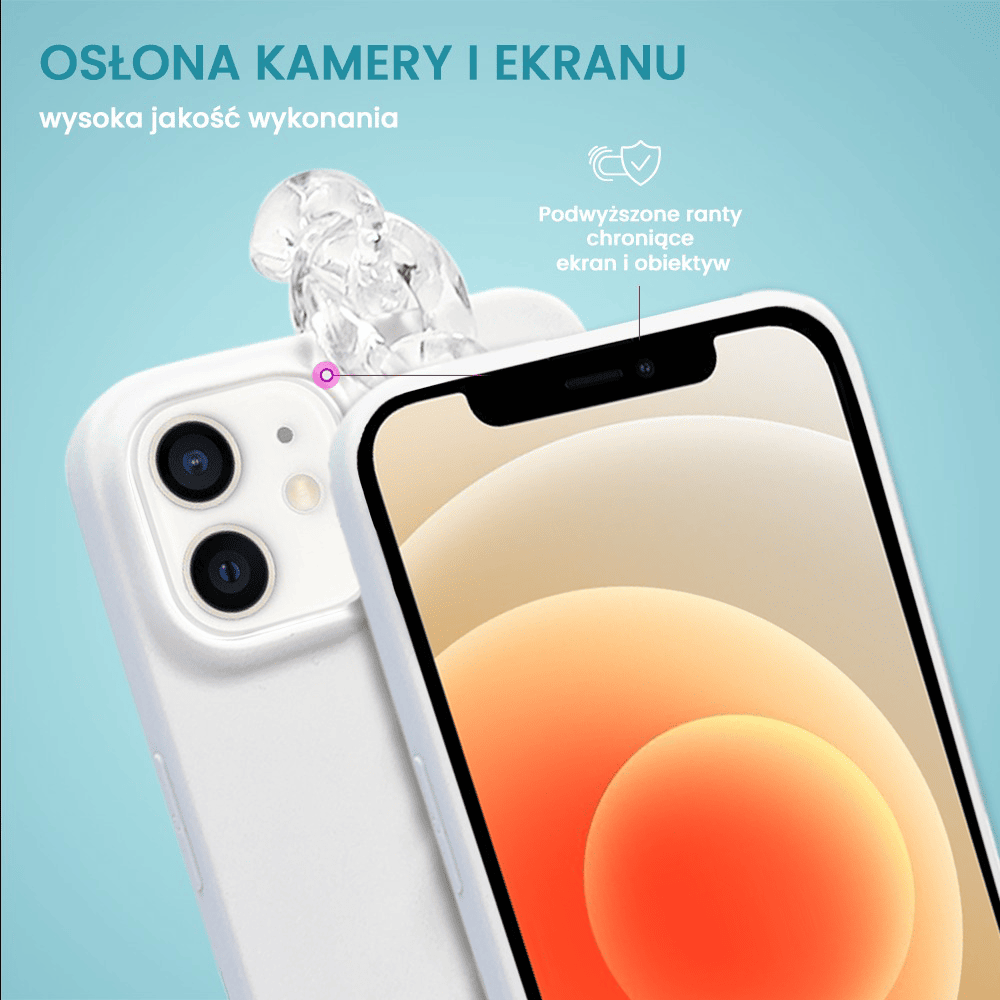 Etui do iPhone 12 Crossbody na ramie jak torebka, z łańcuszkiem i sznurkiem, alabastrowe białe