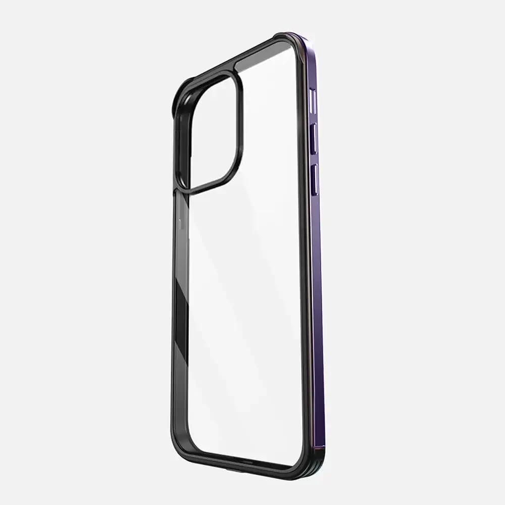 Etui do iPhone 14 Pro Max krystaliczny tył z metalową ramką, trwałe, eleganckie Sulada oryginal, purpurowe