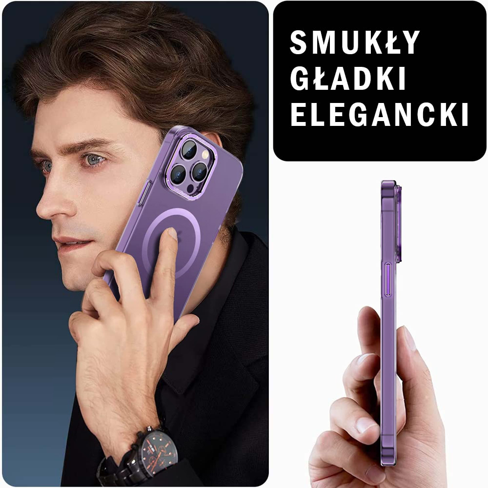 Etui do iPhone 14 Pro Max Cam Ring Soft touch MagSafe, purpurowe