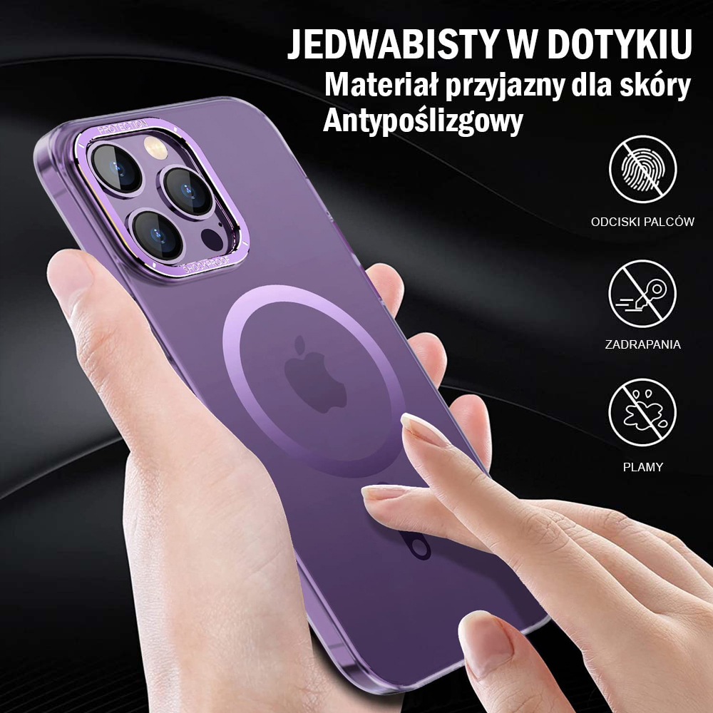 Etui do iPhone 14 Pro Max Cam Ring Soft touch MagSafe, purpurowe