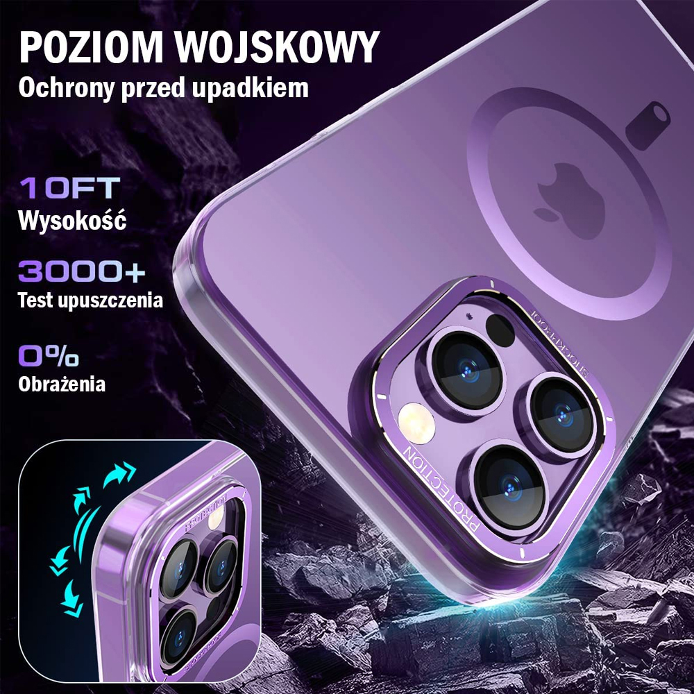 Etui do iPhone 14 Pro Max Cam Ring Soft touch MagSafe, purpurowe