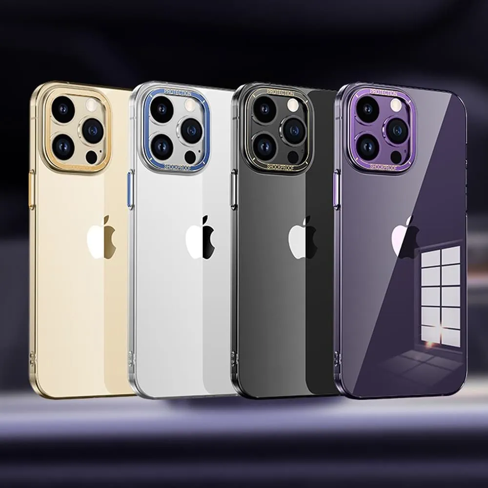 Etui do iPhone 14 Pro Cam Ring, twardy tył, przeźroczyste