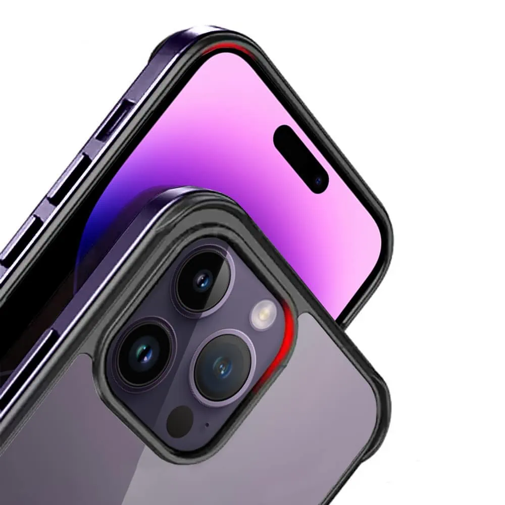 Etui do iPhone 14 Pro Max krystaliczny tył z metalową ramką, trwałe, eleganckie Sulada oryginal, purpurowe
