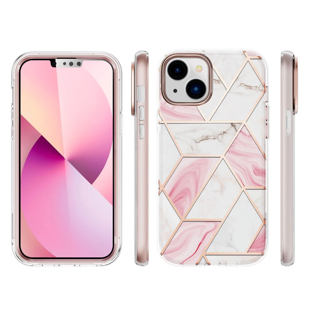 Etui 2w1 do iPhone 13 SupGold Cosmo Marble zintegrowana osłona ekranu, złote różowe