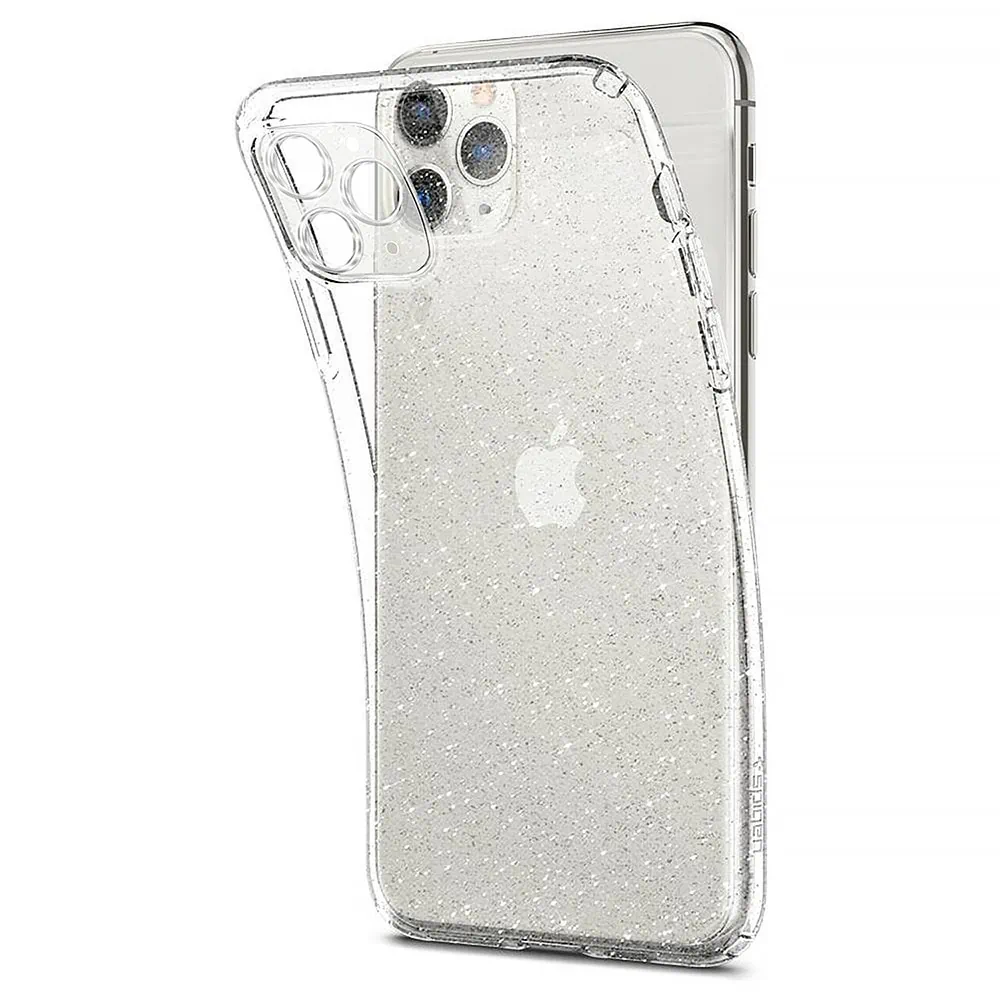 Etui do iPhone 11 Pro Max z brokatem cienkie przeźroczyste glitter, ochrona obiektywu