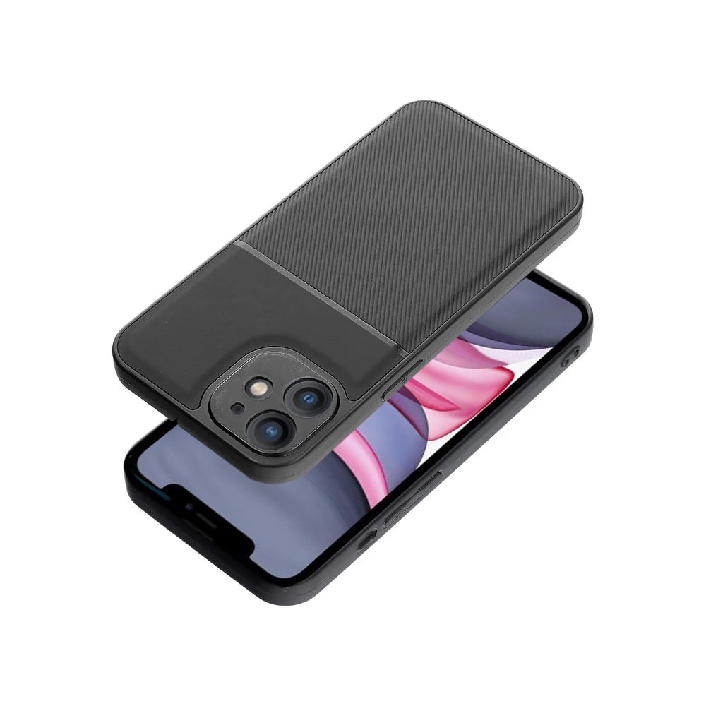 Etui do iPhone 11 biznesowe z karbonem, wytrzymałe z osłoną na aparat, czarne