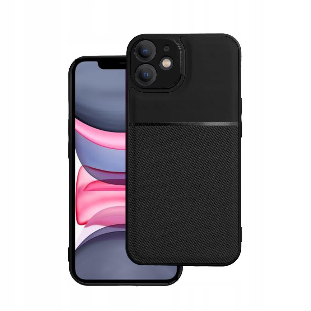 Etui do iPhone 11 biznesowe z karbonem, wytrzymałe z osłoną na aparat, czarne