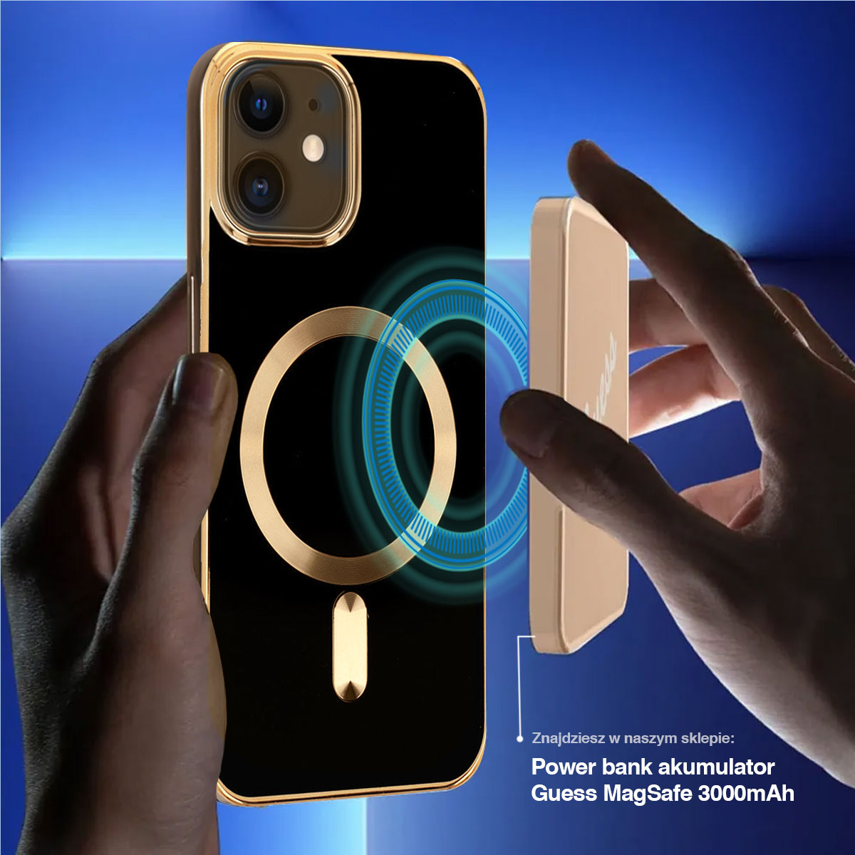 Etui do iPhone 12 Liquid Gold Magsafe, czarne