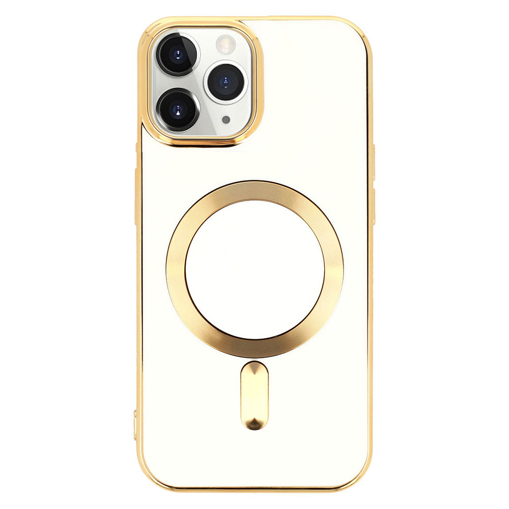 Etui do iPhone 11 Pro Max Liquid Gold Magsafe, białe
