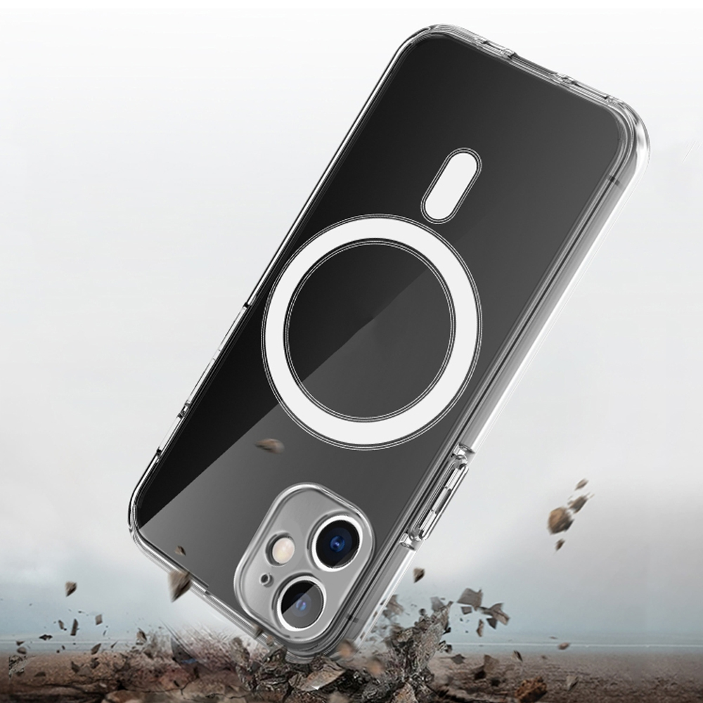 Etui do iPhone 11 z MagSafe, osłona na aparat, twardy tył, przeźroczyste