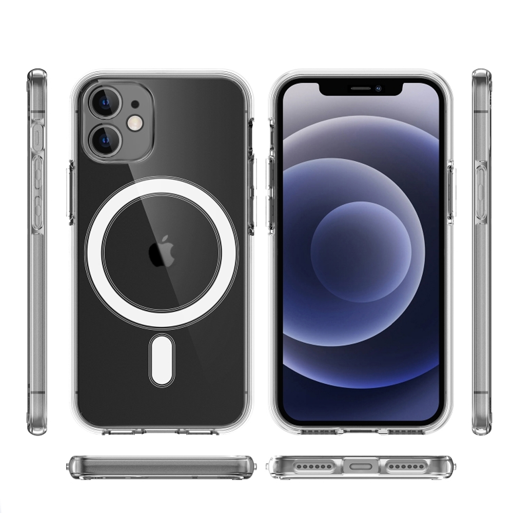 Etui do iPhone 11 z MagSafe, osłona na aparat, twardy tył, przeźroczyste