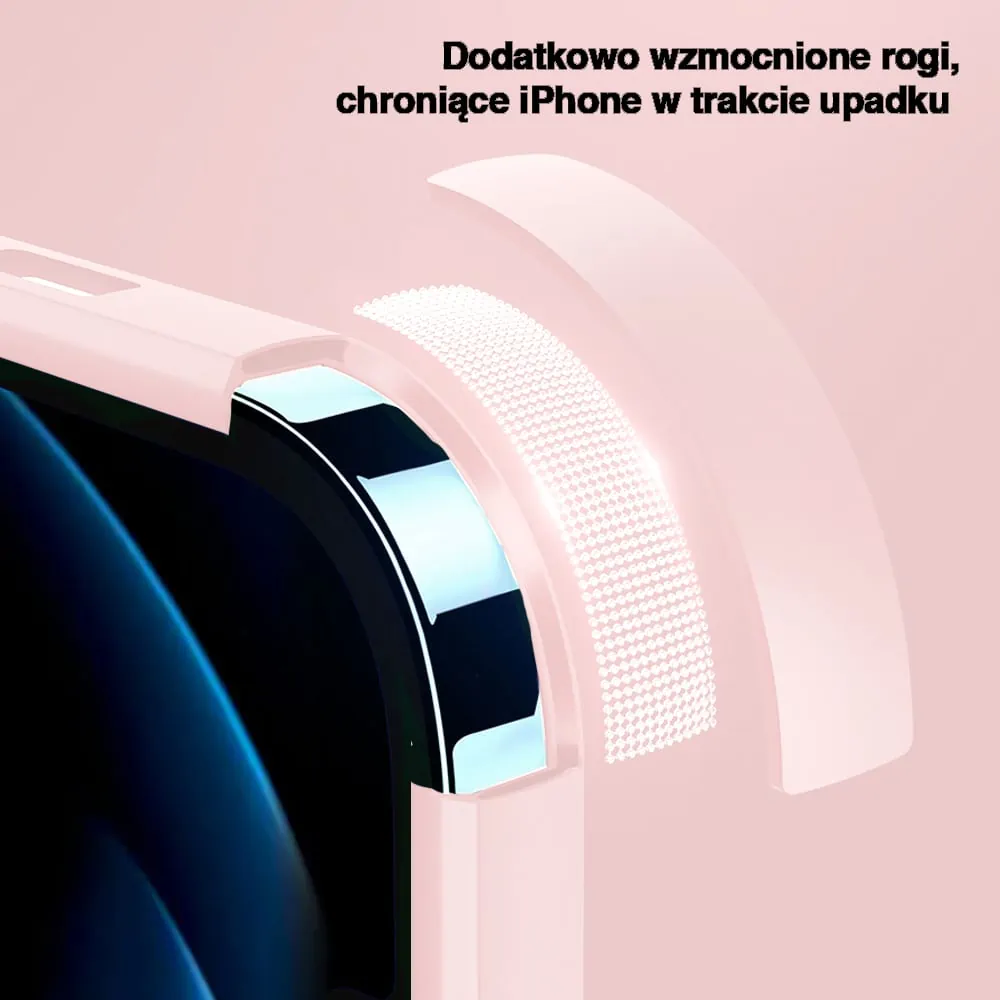 Etui do iPhone 12 silikonowe z mikrofibrą Premium Soft Touch MagSafe ochrona aparatu, pudrowy róż