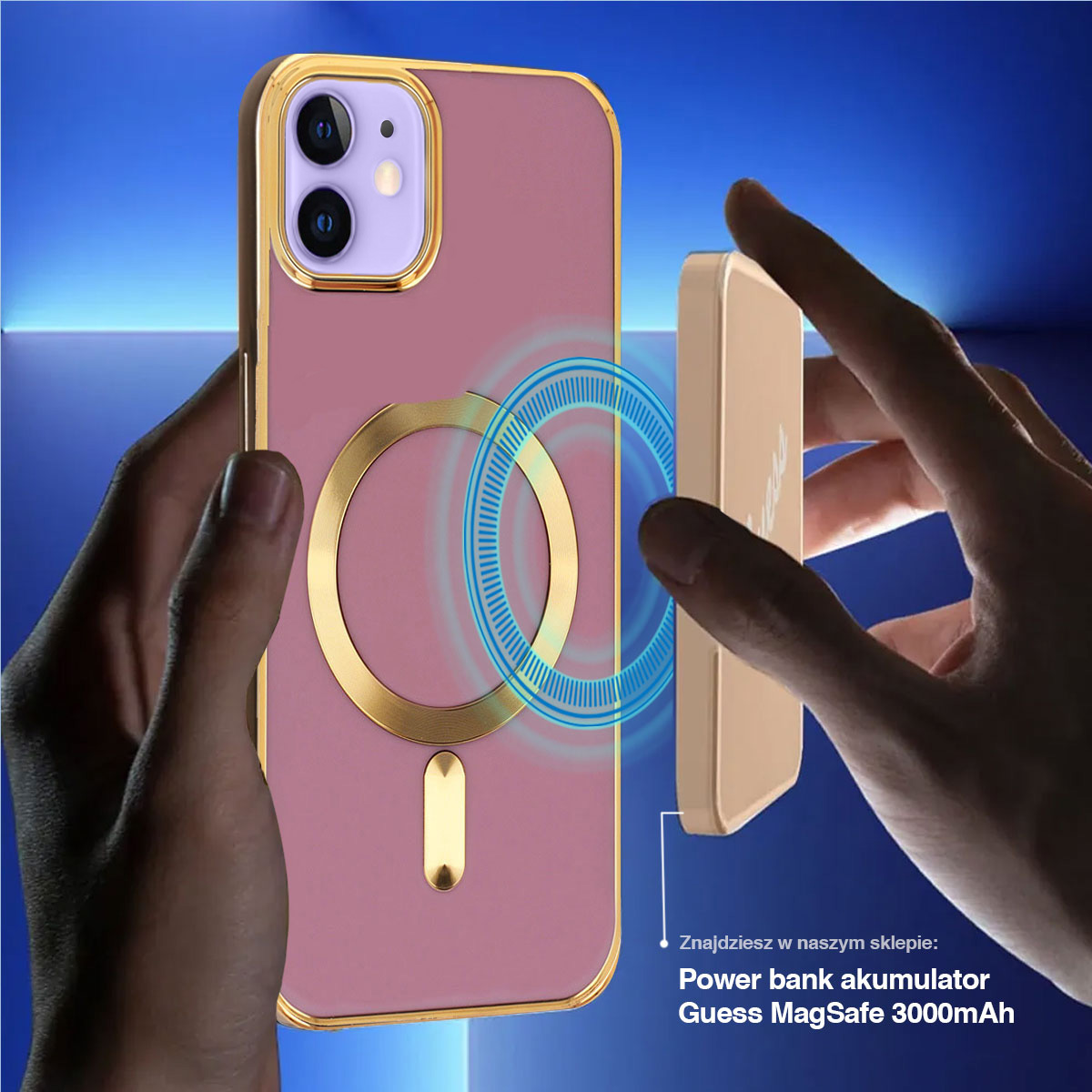 Etui do iPhone 12 Liquid Gold Magsafe, fioletowe