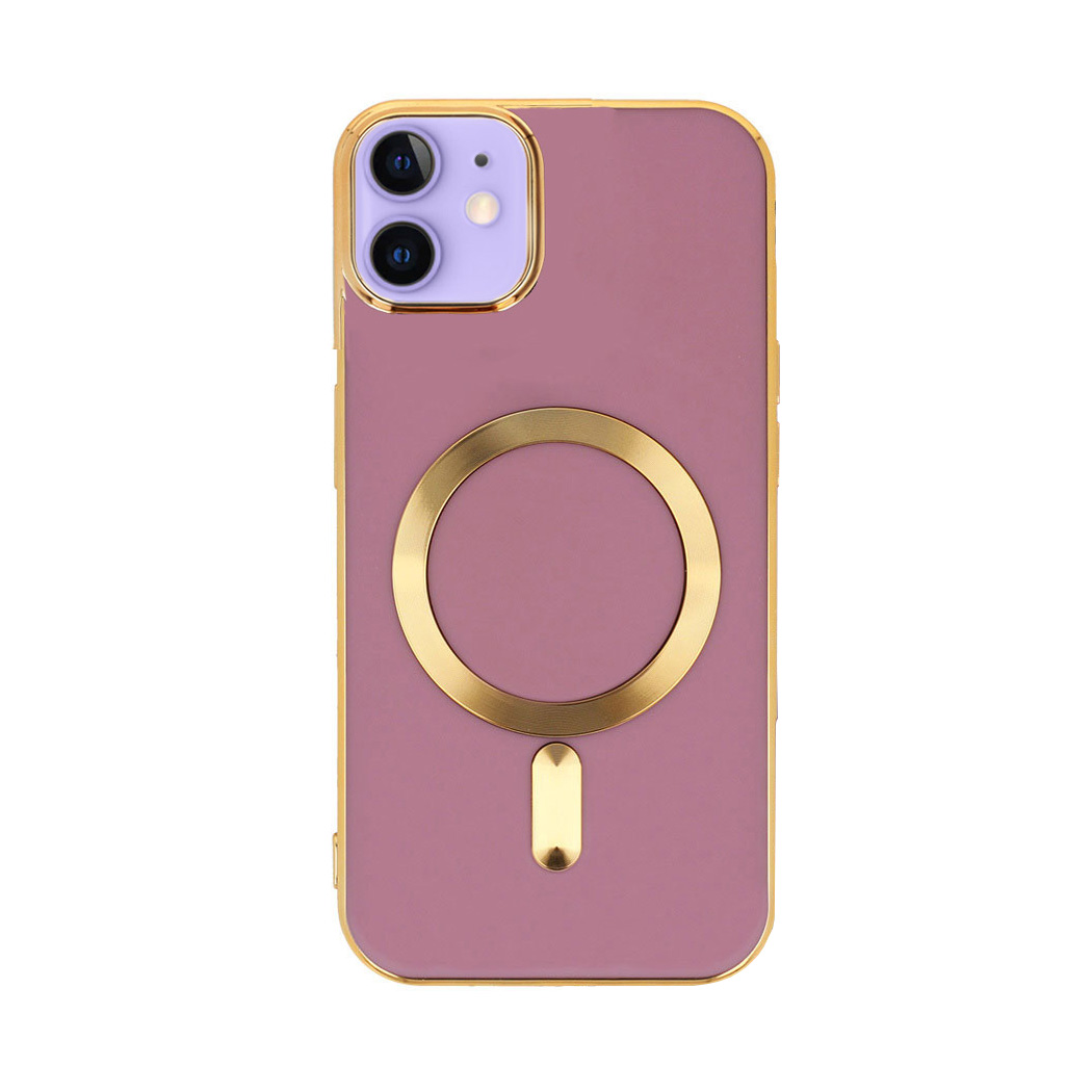 Etui do iPhone 12 Liquid Gold Magsafe, fioletowe