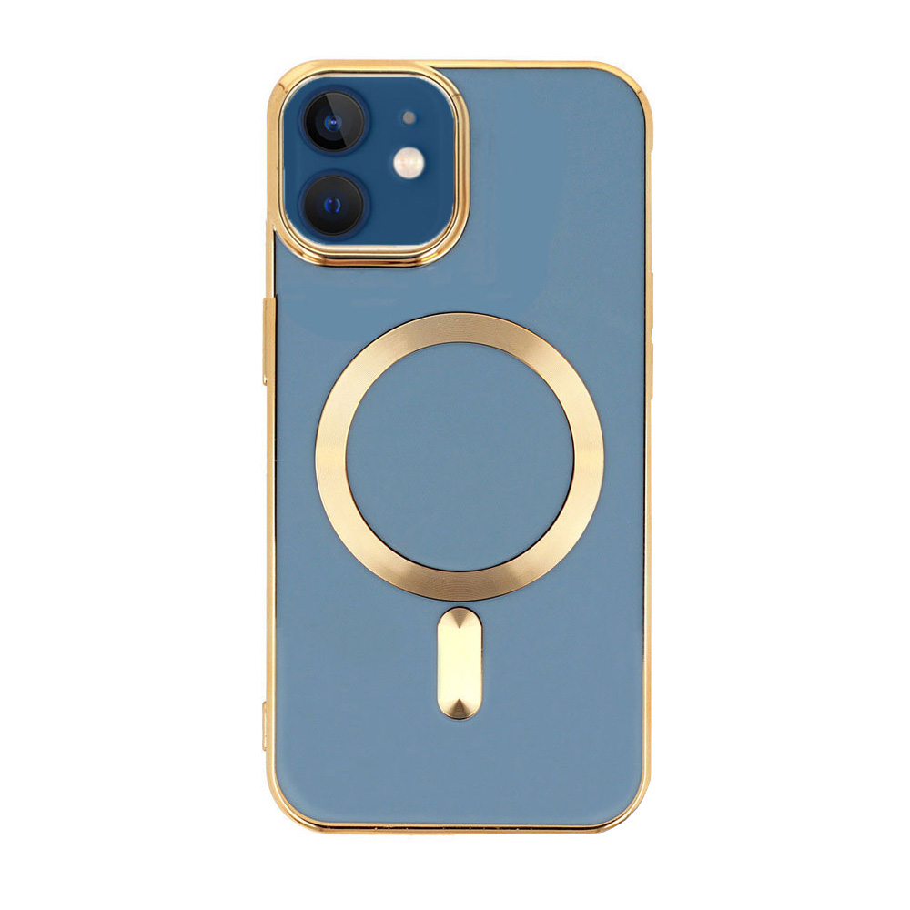 Etui do iPhone 12 Liquid Gold Magsafe, niebieskie