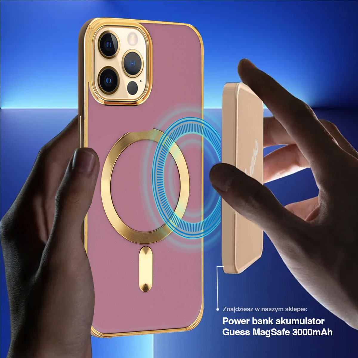 Etui do iPhone 12 Pro Liquid Gold Magsafe, fioletowe