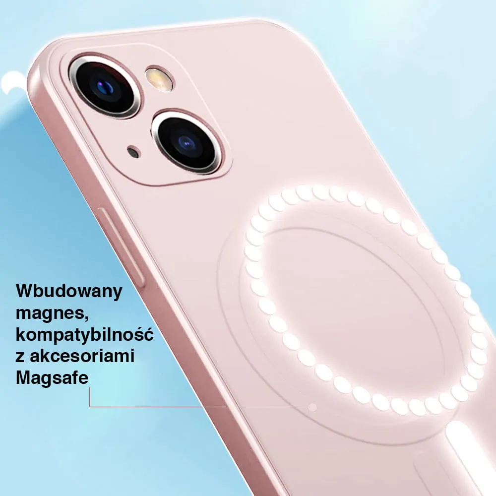 Etui do iPhone 13 silikonowe z mikrofibrą Premium Soft Touch MagSafe ochrona aparatu, pudrowy róż