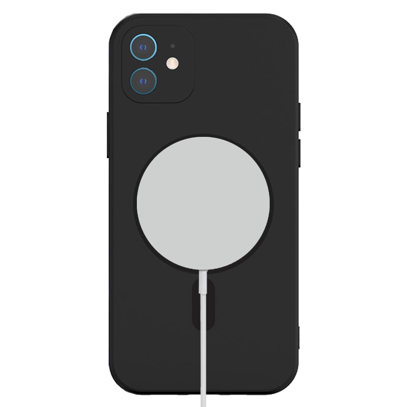 Etui do iPhone 12 silikonowe z mikrofibrą Soft Touch MagSafe ochrona aparatu, czarne