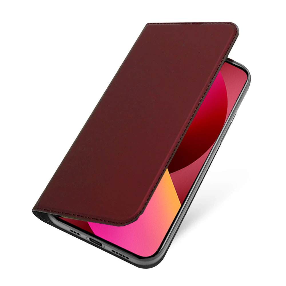 Etui do iPhone 13 eleganckie stylowe z magnetyczną klapką, burgundowe