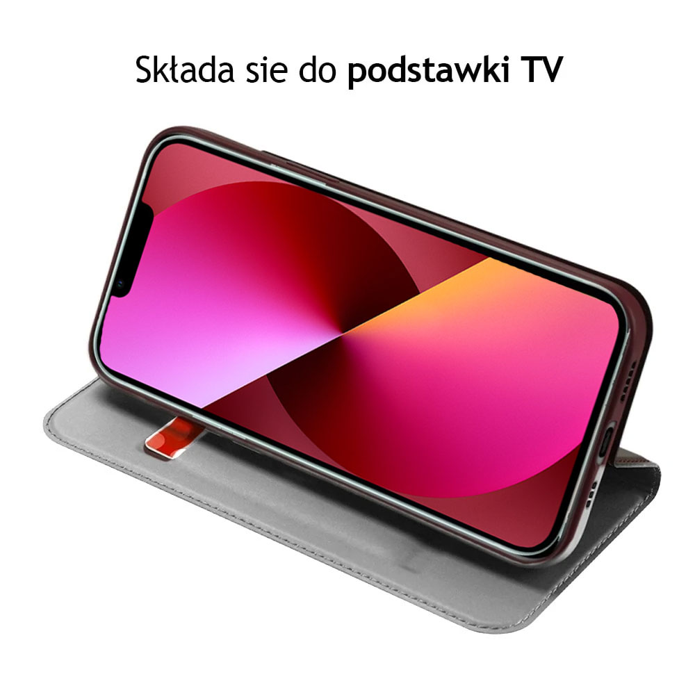 Etui do iPhone 13 eleganckie stylowe z magnetyczną klapką, burgundowe