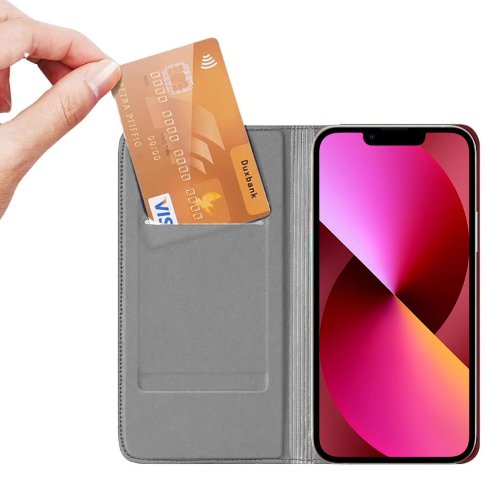 Etui do iPhone 13 eleganckie stylowe z magnetyczną klapką, burgundowe