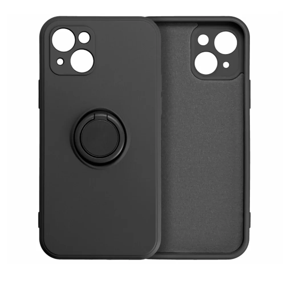 Etui do iPhone 13 Mini Magnetic Ring matowe, nie widać śladów, uchwyt magnetyczny ze smyczą, czarne