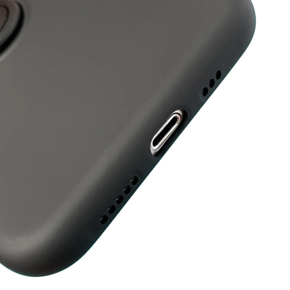 Etui do iPhone 13 Mini Magnetic Ring matowe, nie widać śladów, uchwyt magnetyczny ze smyczą, czarne