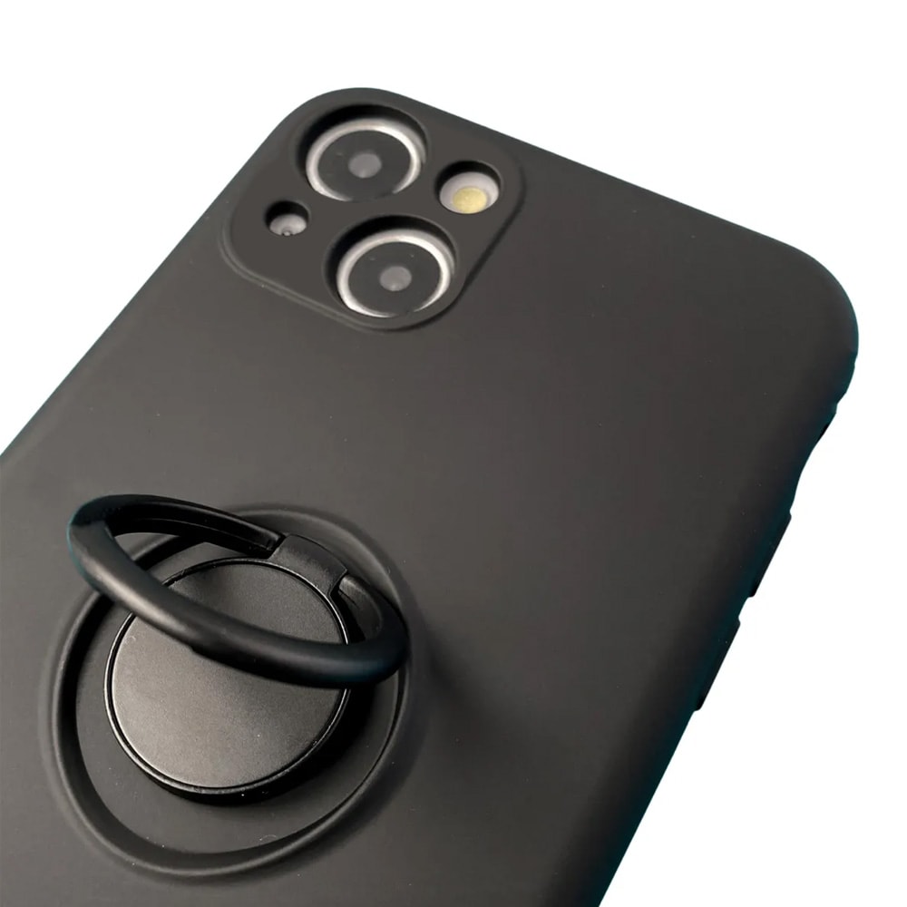 Etui do iPhone 13 Mini Magnetic Ring matowe, nie widać śladów, uchwyt magnetyczny ze smyczą, czarne