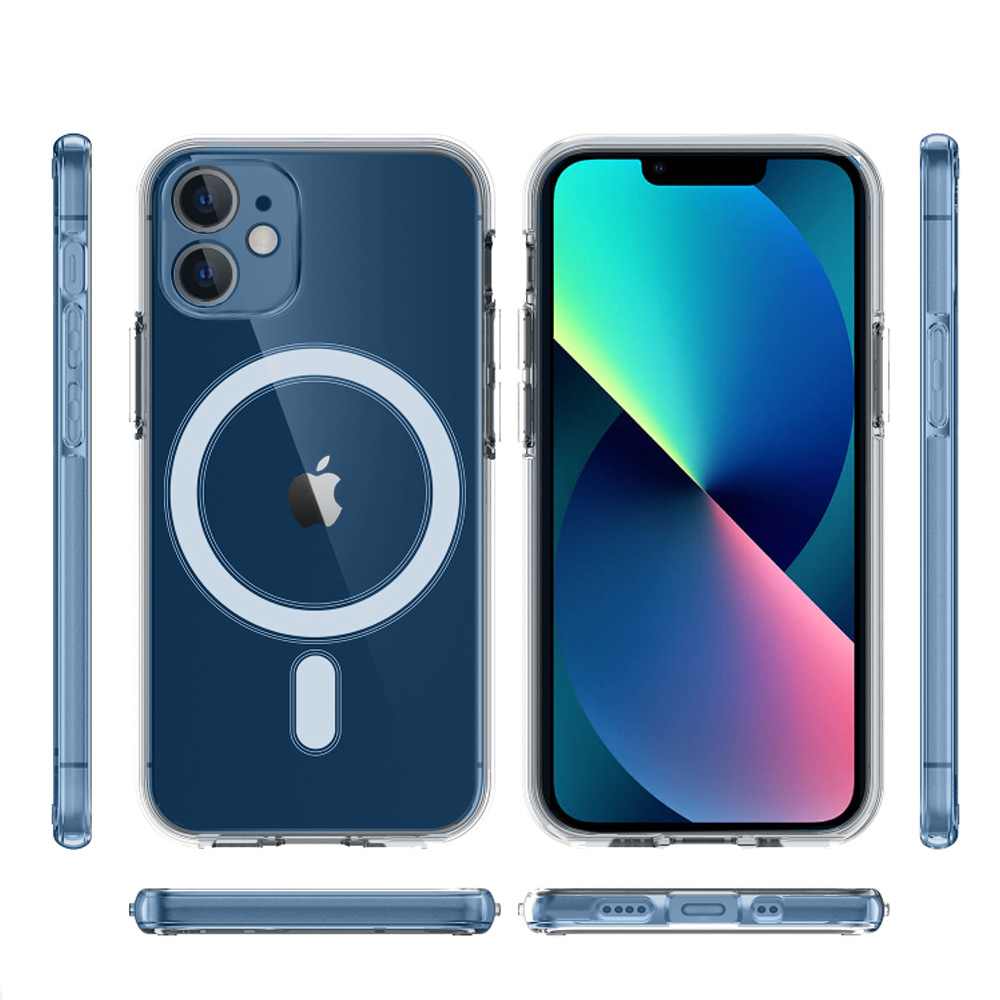 Etui do iPhone 13 Mini z MagSafe, osłona na aparat, przeźroczyste