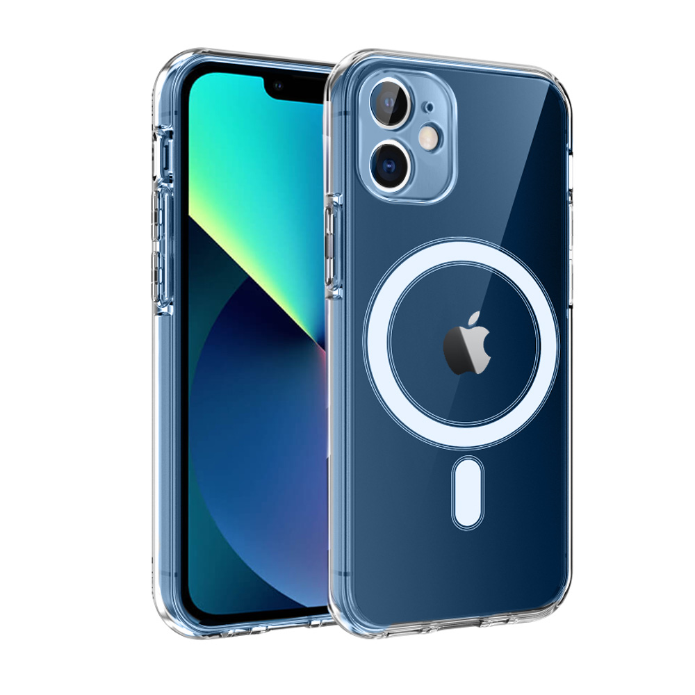 Etui do iPhone 13 Mini z MagSafe, osłona na aparat, przeźroczyste