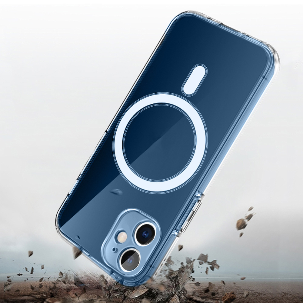 Etui do iPhone 13 Mini z MagSafe, osłona na aparat, przeźroczyste