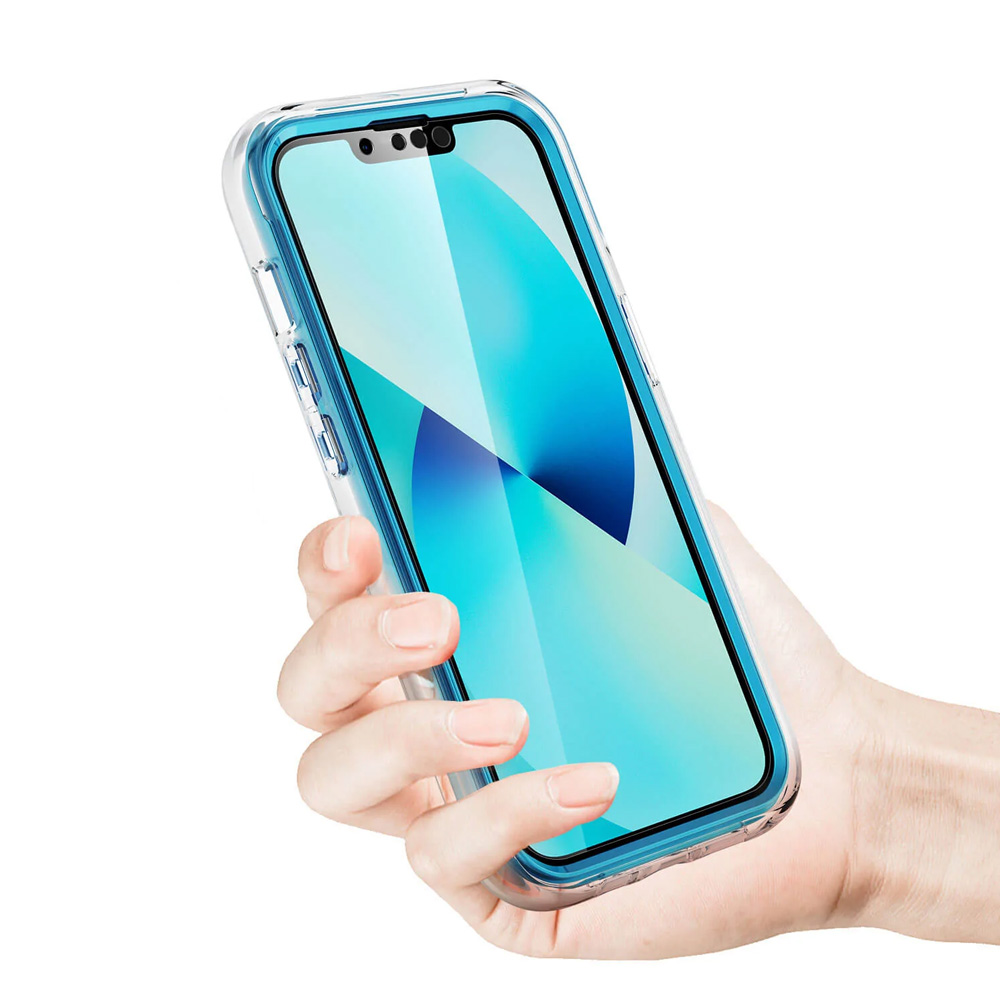 Etui 2w1 do iPhone 13 SupGold Cosmo Marble zintegrowana osłona ekranu, złote niebieskie