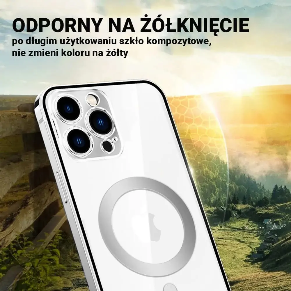 Etui do iPhone 13 Pro Ibizu Elite Skin ultra cienkie, krystalicznie czyste z metalową ramką, srebrne z MagSafe (OUTLET)