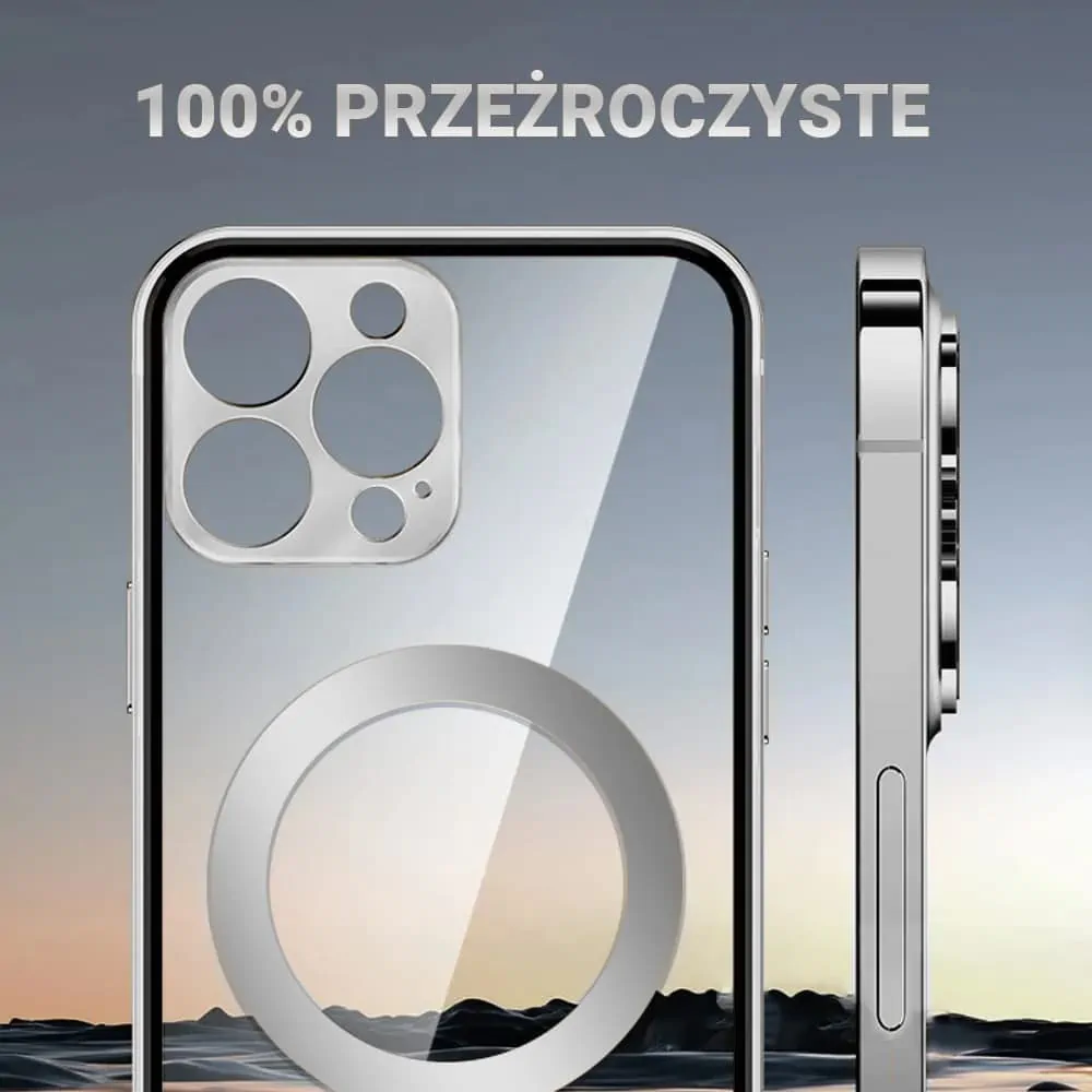 Etui do iPhone 13 Pro Ibizu Elite Skin ultra cienkie, krystalicznie czyste z metalową ramką, srebrne z MagSafe (OUTLET)