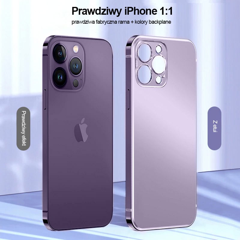 Etui do iPhone 14 Pro Luxury Skin ultra cienkie, pełny tył z metalową ramką, głęboka purpura