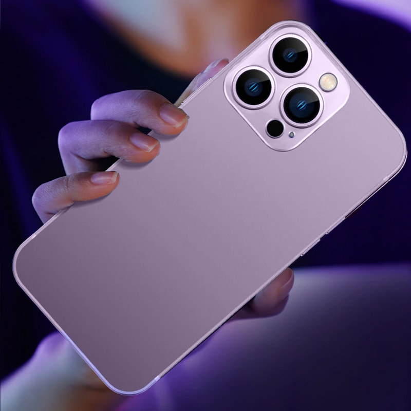 Etui do iPhone 14 Pro Luxury Skin ultra cienkie, pełny tył z metalową ramką, głęboka purpura