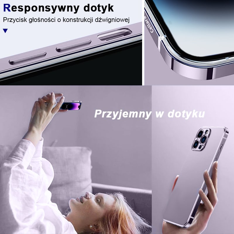Etui do iPhone 14 Pro Luxury Skin ultra cienkie, pełny tył z metalową ramką, głęboka purpura