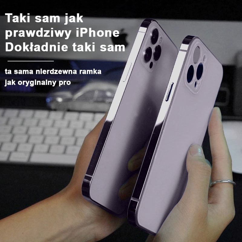 Etui do iPhone 14 Pro Luxury Skin ultra cienkie, pełny tył z metalową ramką, głęboka purpura