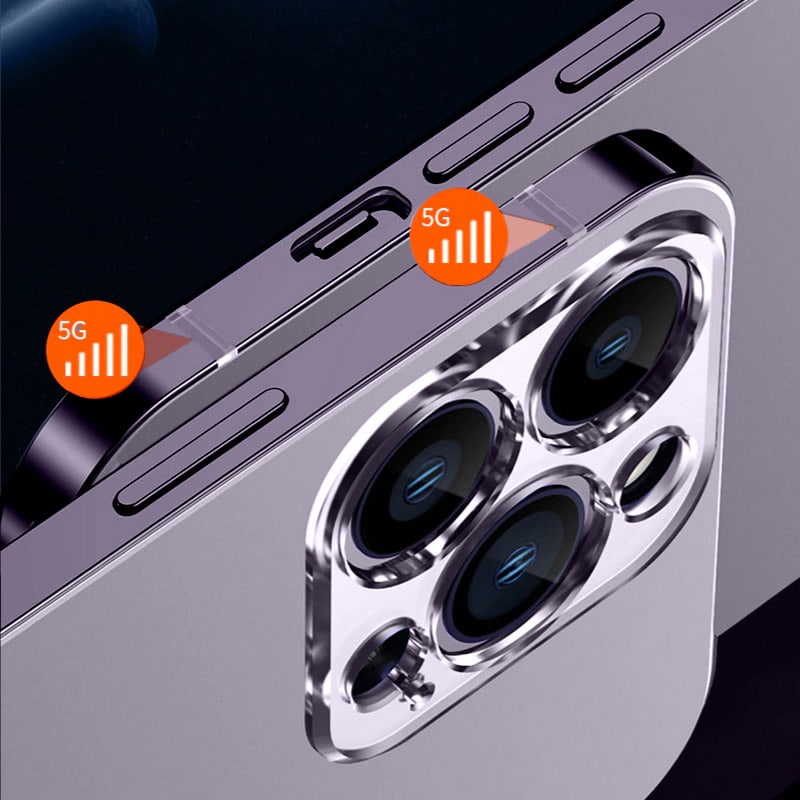 Etui do iPhone 14 Pro Luxury Skin ultra cienkie, pełny tył z metalową ramką, głęboka purpura